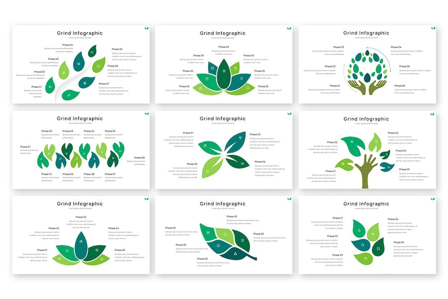绿色环保主题小树树叶创意图形PPT模板 - 顶尖PPT
