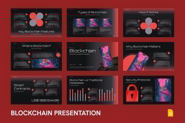 黑暗风格区块链技术讲解展示PPT模板 - 顶尖PPT