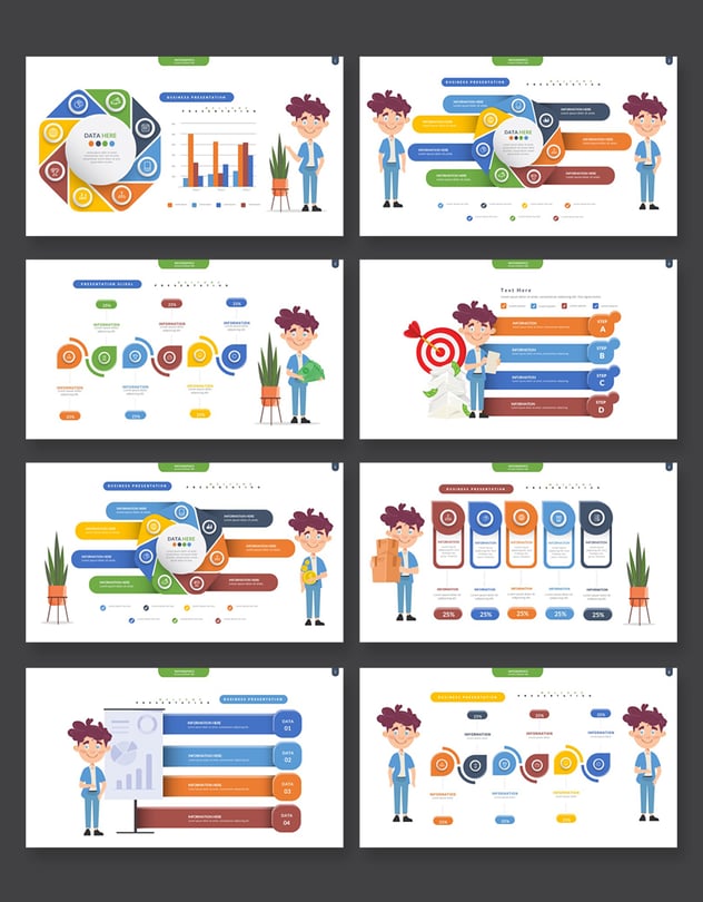 彩色商务可视化关系流程图形keynote模板 - 顶尖PPT