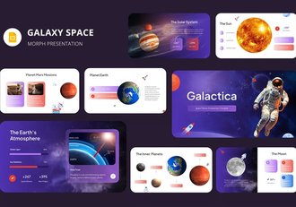 卡通风格银河星系空间PPT模板 - 顶尖PPT