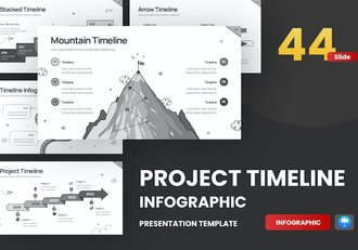 黑灰色涂鸦风项目时间表图形图表keynote模板 - 顶尖PPT