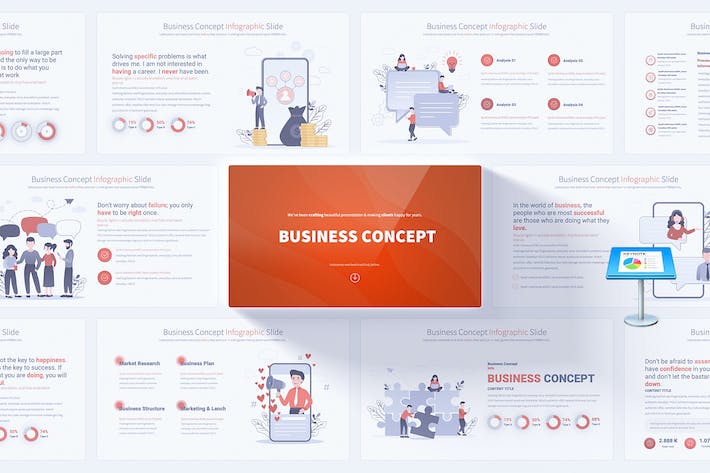 商务业务概念方案图形展示Keynote模板 - 顶尖PPT