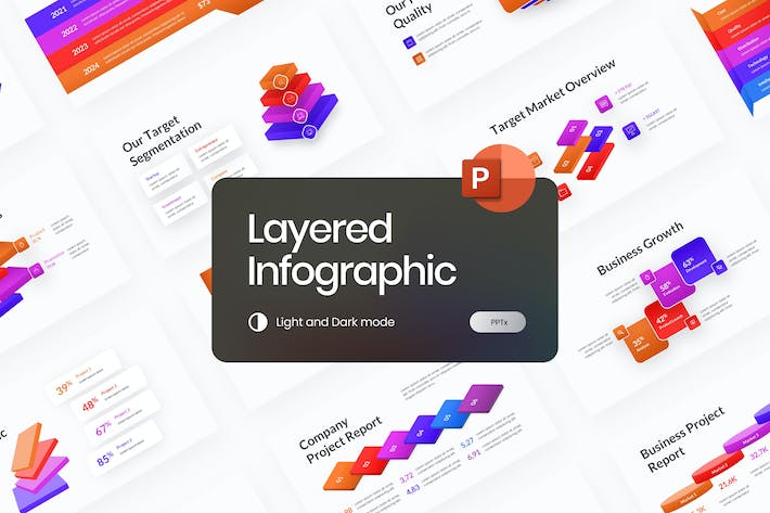 渐变分层信息图形PPT模板 - 顶尖PPT