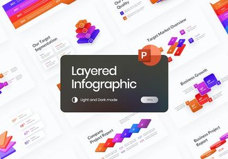渐变分层信息图形PPT模板 - 顶尖PPT
