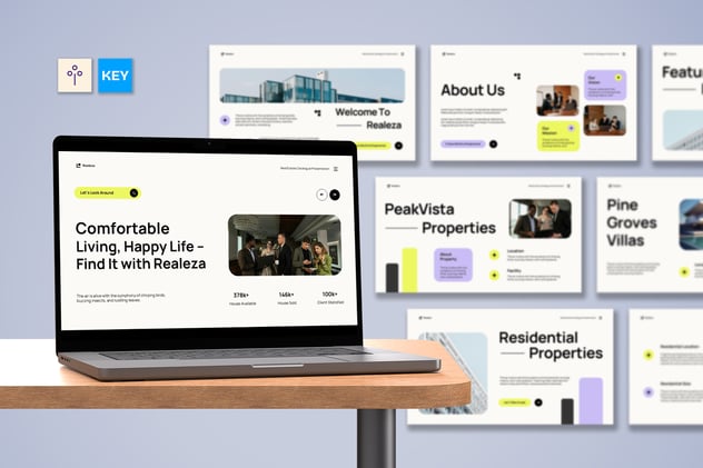 奶油绿现代房地产行业keynote模板 - 顶尖PPT