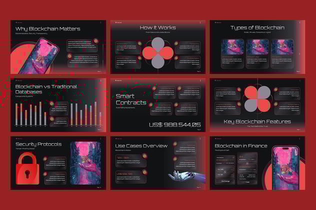 黑暗风格区块链技术讲解展示PPT模板 - 顶尖PPT