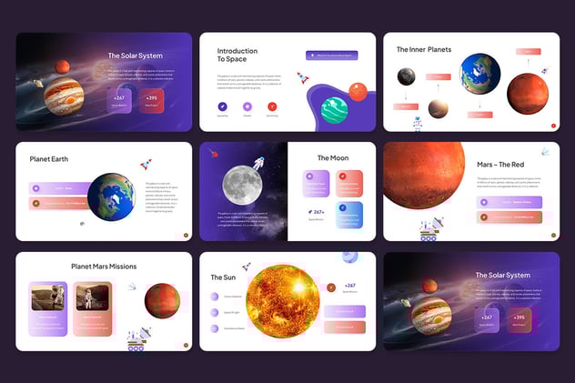 卡通风格银河星系空间PPT模板 - 顶尖PPT