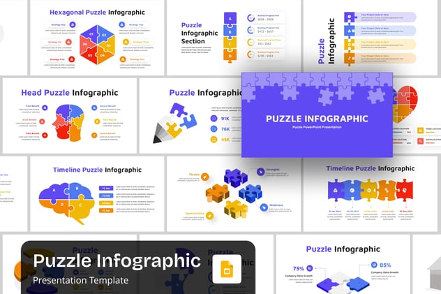 彩色积木信息图形PPT模板 - 顶尖PPT