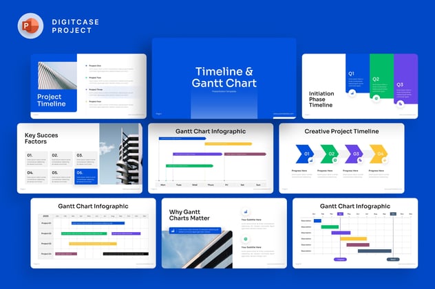 时间轴甘特图项目管理PPT模板 - 顶尖PPT