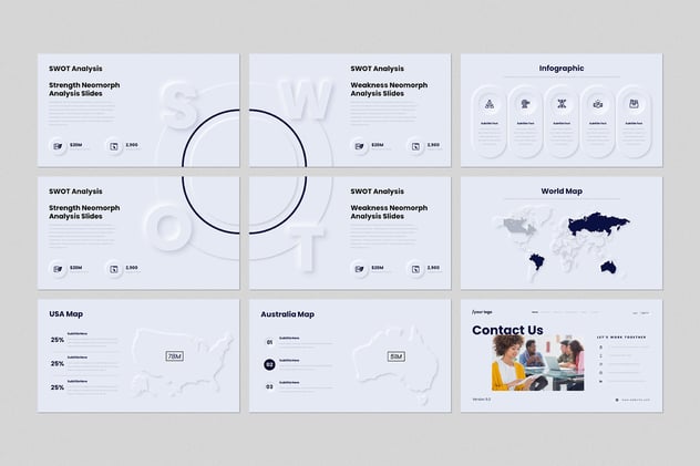新拟态设计商务计划总结PPT模板 - 顶尖PPT