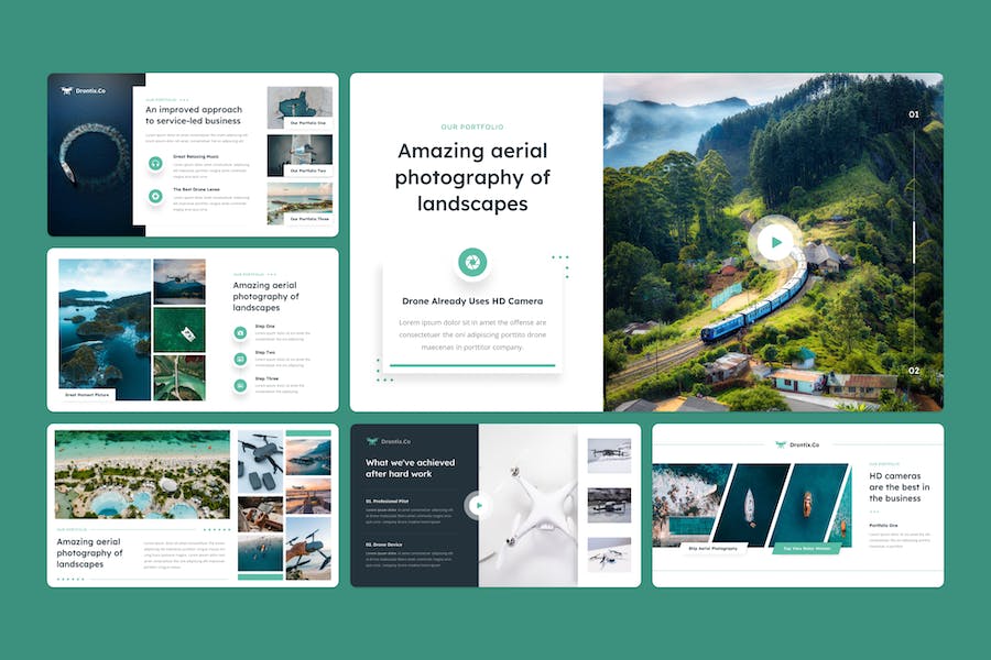 无人机航空摄影产品展示keynote模板 - 顶尖PPT