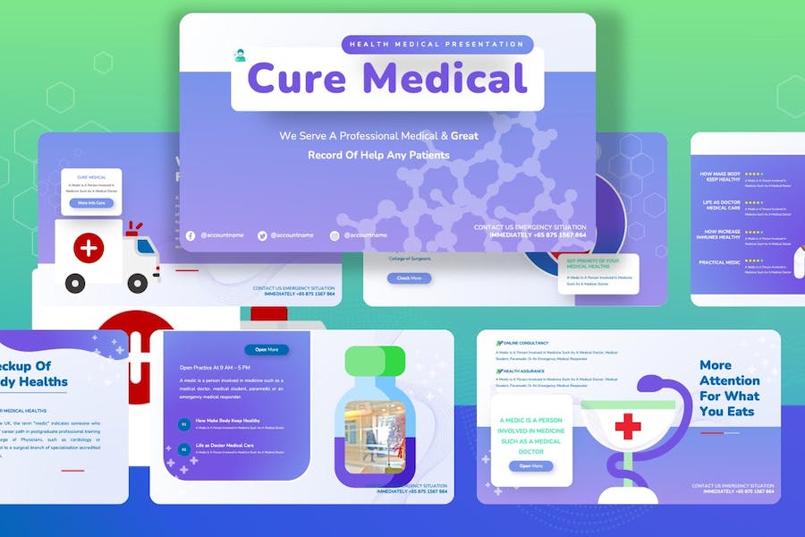 医疗健康疾病治疗护理Keynote模板 - 顶尖PPT