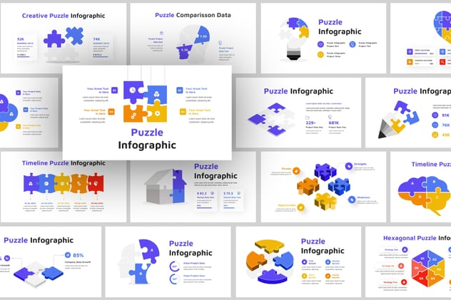 彩色积木信息图形PPT模板 - 顶尖PPT