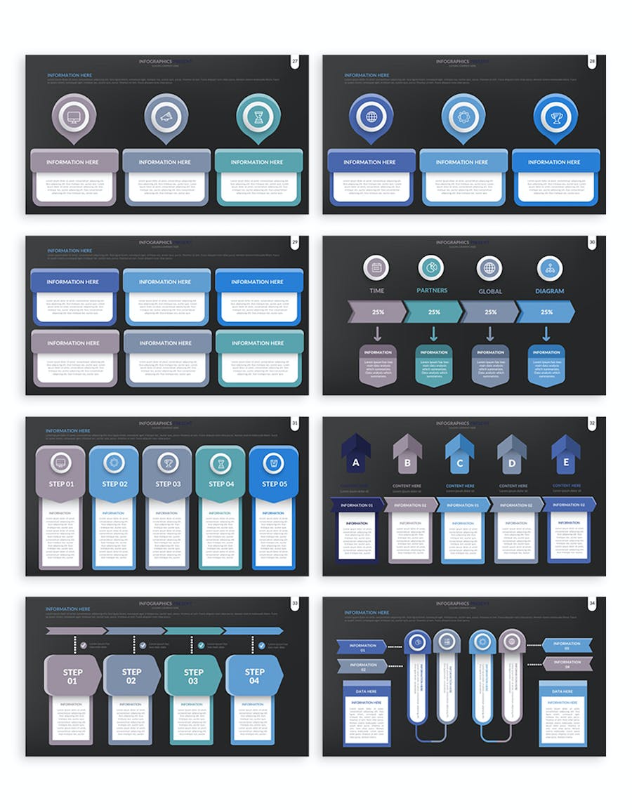 国外蓝色创意要点图形循环图形图表keynote模板 - 顶尖PPT