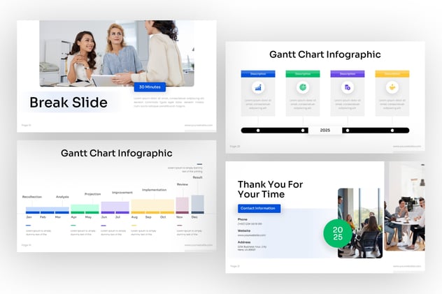 时间轴甘特图项目管理PPT模板 - 顶尖PPT