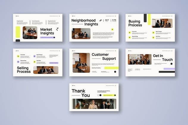 奶油绿现代房地产行业keynote模板 - 顶尖PPT