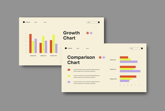 奶油色橙紫黄现代数字机构keynote模板 - 顶尖PPT