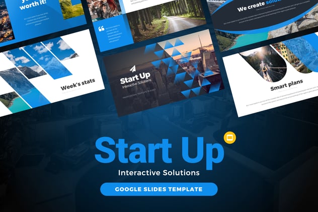 启动交互式信息图形解决方案PPT模板 - 顶尖PPT