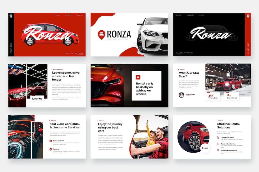 汽车租赁行业业务展示PPT模板 - 顶尖PPT