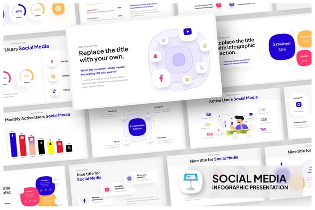 社交媒体营销运营信息图形Keynote模板 - 顶尖PPT