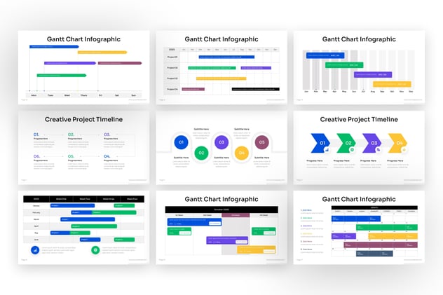 时间轴甘特图项目管理PPT模板 - 顶尖PPT