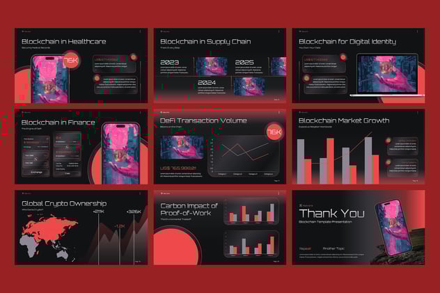 黑暗风格区块链技术讲解展示PPT模板 - 顶尖PPT