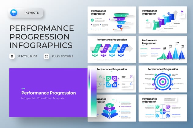 绩效进步信息图形keynote模板 - 顶尖PPT