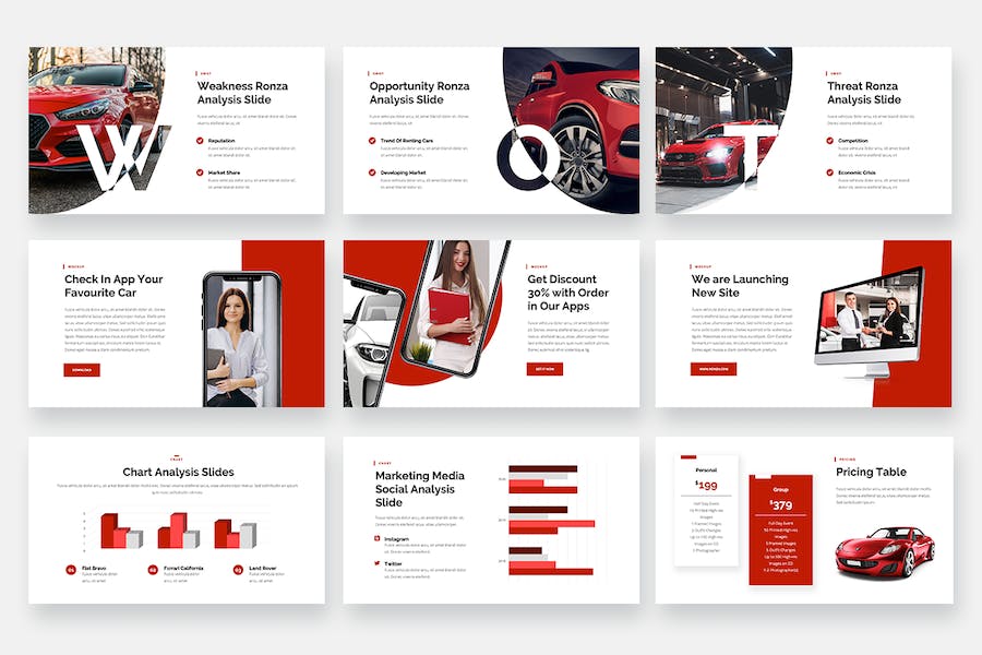 汽车租赁行业业务展示PPT模板 - 顶尖PPT