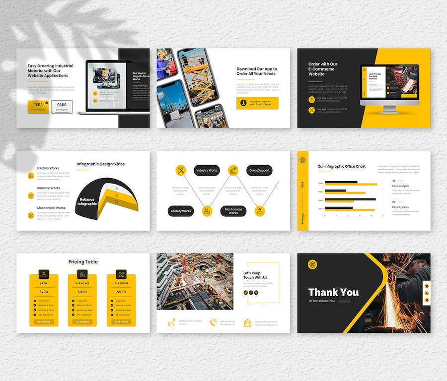 灰色工业工厂企业介绍PPT模板 - 顶尖PPT