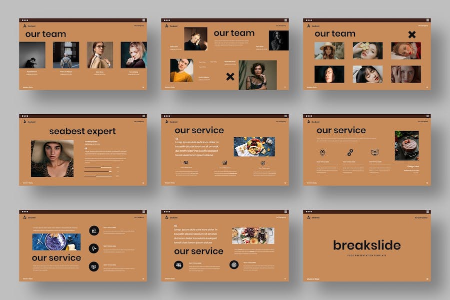 复古配色餐饮美食宣传展示keynote模板 - 顶尖PPT