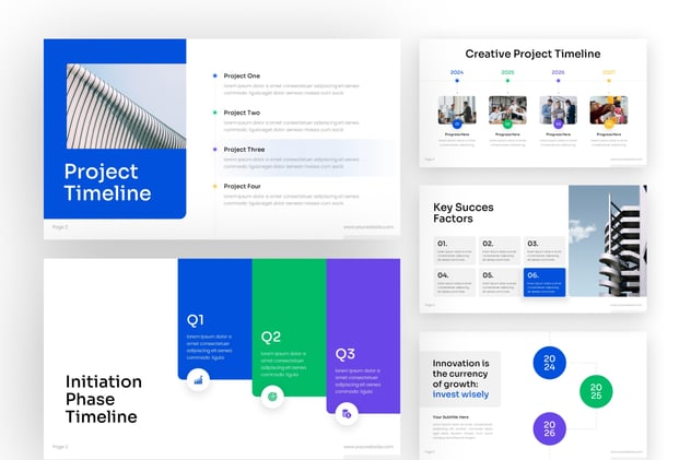 时间轴甘特图项目管理PPT模板 - 顶尖PPT