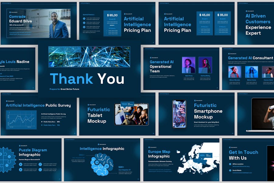 AI科技人工智能PowerPoint演示 - 顶尖PPT