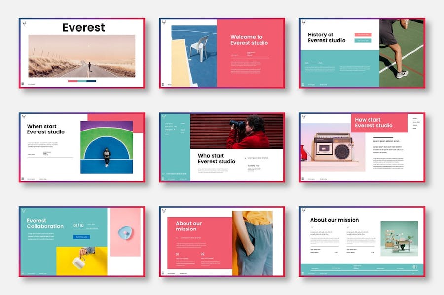 精美时尚摄影图片展示活动营销策划市场调研艺术展览多用途PPT模板 - 顶尖PPT