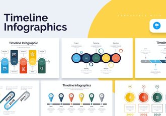 彩色时间轴步骤图形keynote模板 - 顶尖PPT