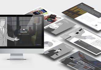 创意黑白商业简介商务概念插画PPT模板 - 顶尖PPT