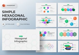 彩色六边形步骤关系图形PPT模板 - 顶尖PPT