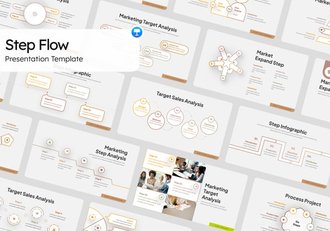 微立体风线稿步骤流程图形keynote模板 - 顶尖PPT