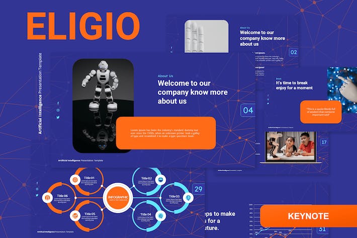 人工智能技术应用发展趋势展示Keynote模板 - 顶尖PPT