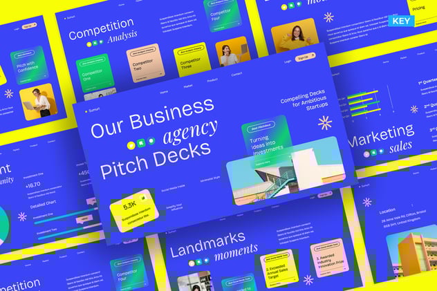 蓝色渐变商务商业风格keynote模板 - 顶尖PPT