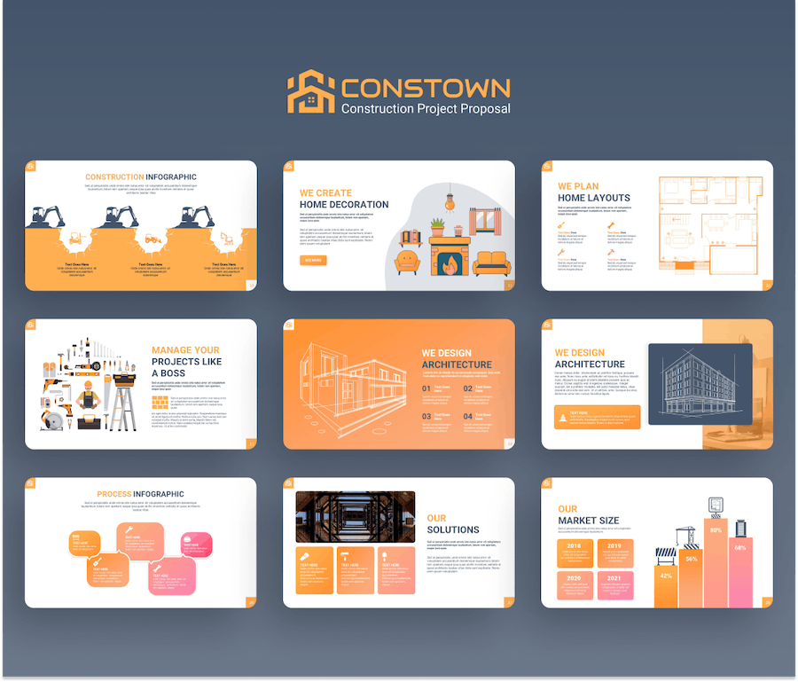 工程建筑项目施工介绍PPT模板 - 顶尖PPT