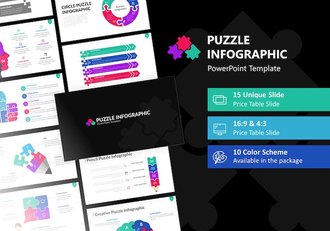 彩色积木拼图信息图形PPT模板 - 顶尖PPT