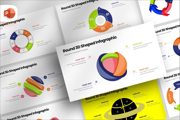 圆形3D形状立体信息图形PPT模板 - 顶尖PPT