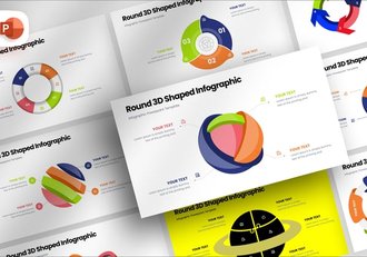 圆形3D形状立体信息图形PPT模板 - 顶尖PPT