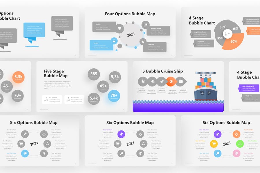 气泡圆形数据分析信息图表keynote模板 - 顶尖PPT