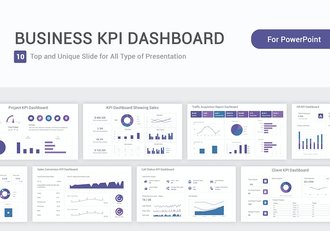 商务KPI仪表板图形PPT模板 - 顶尖PPT