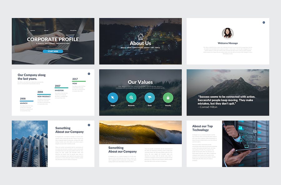 蓝绿色公司简介商业计划企业合作项目推广多用途keynote模板 - 顶尖PPT