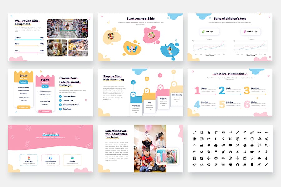 儿童婴儿卡通风格PPT模板 - 顶尖PPT