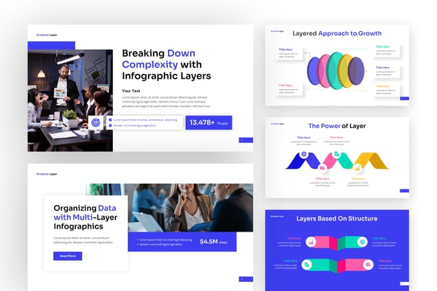 创意彩色层分层图形keynote模板 - 顶尖PPT