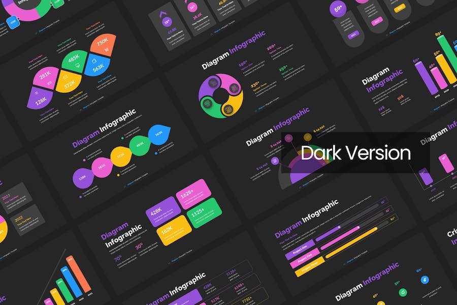 彩色数据图表PPT模板 - 顶尖PPT