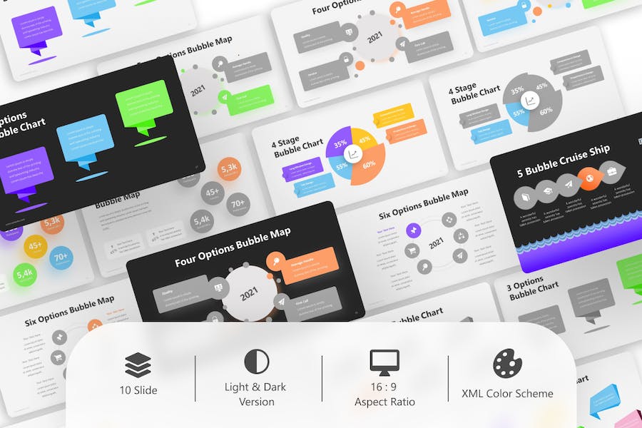 气泡圆形数据分析信息图表keynote模板 - 顶尖PPT